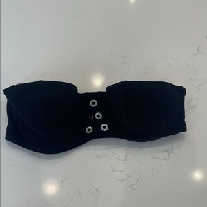 Michael Kors Black Strapless Bandeau with Silver-Tone Eyelet